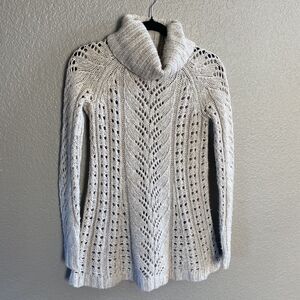 Sleeping On Snow Eldora Turtleneck Sweater XS Gray Anthropologie Pointelle Wool